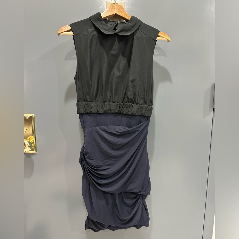 Carven Black and Navy Mini Dress